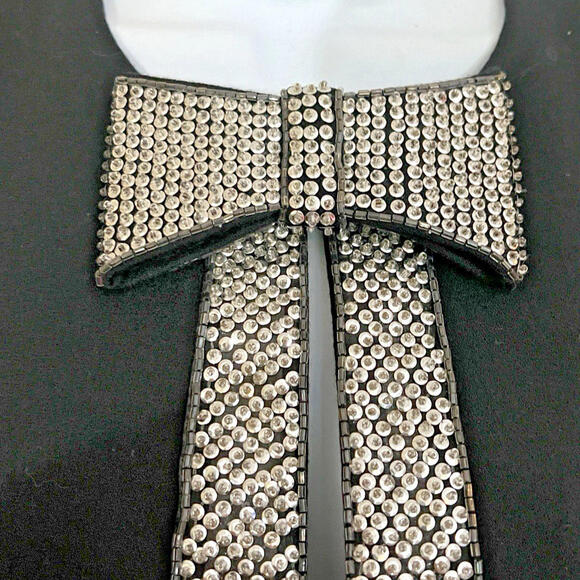 Nolan Miller Vtg Rhinestone Bow Placket Black Wool Evening Jacket Vtg 90s sz 12 - Picture 5 of 9